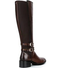 Dune London Tatter Leather Double Buckle Tall Boots