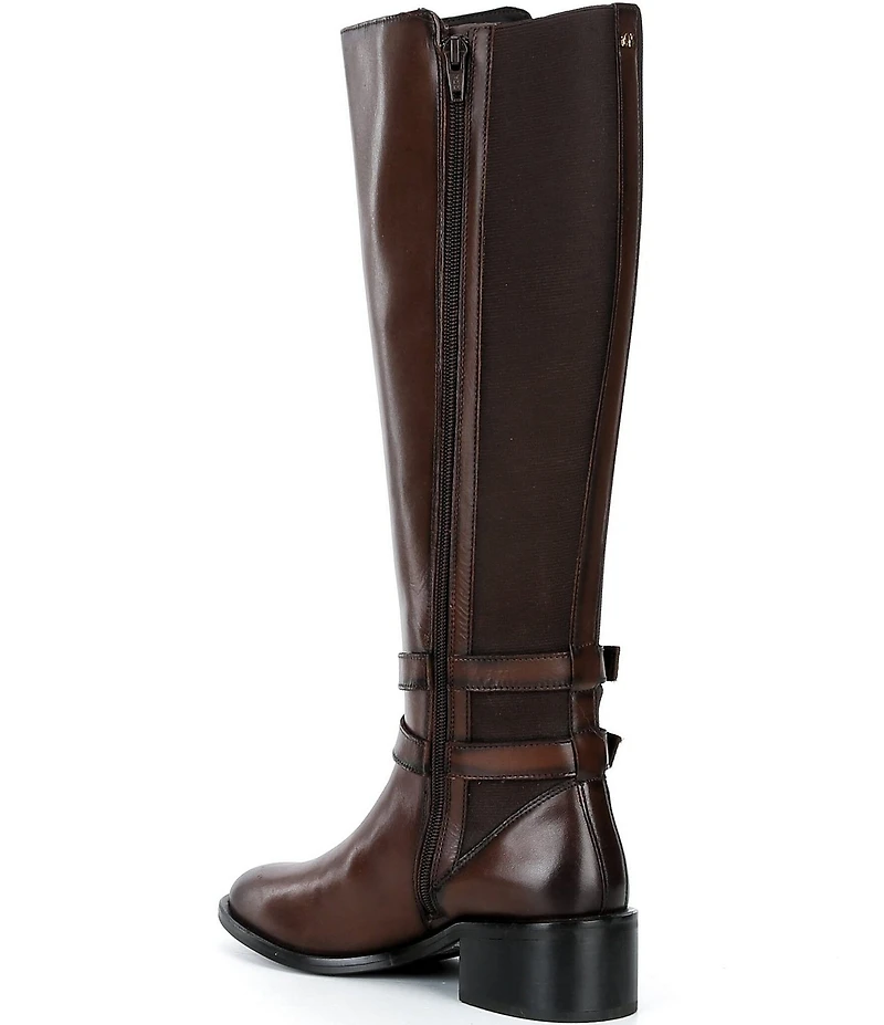 Dune London Tatter Leather Double Buckle Tall Boots