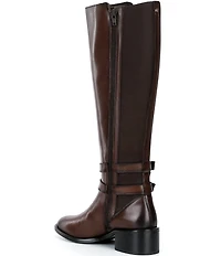Dune London Tatter Leather Double Buckle Tall Boots