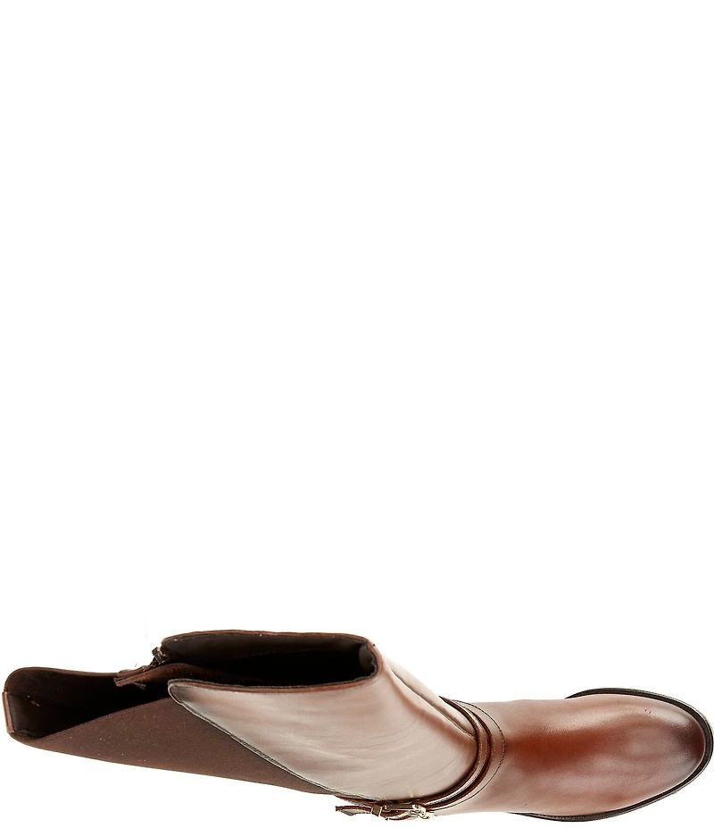 Dune London Tatter Leather Double Buckle Tall Boots