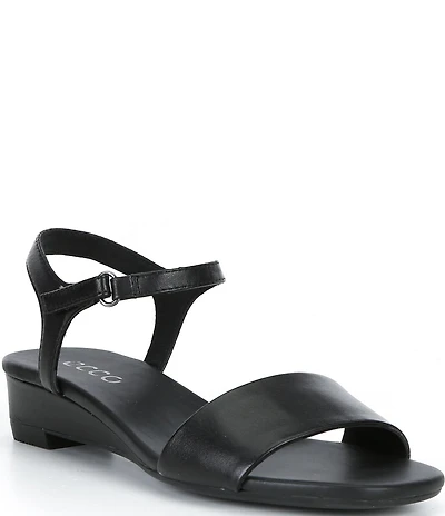 ECCO Astrid Leather Ankle Strap Wedge Sandals
