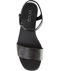 ECCO Astrid Leather Ankle Strap Wedge Sandals