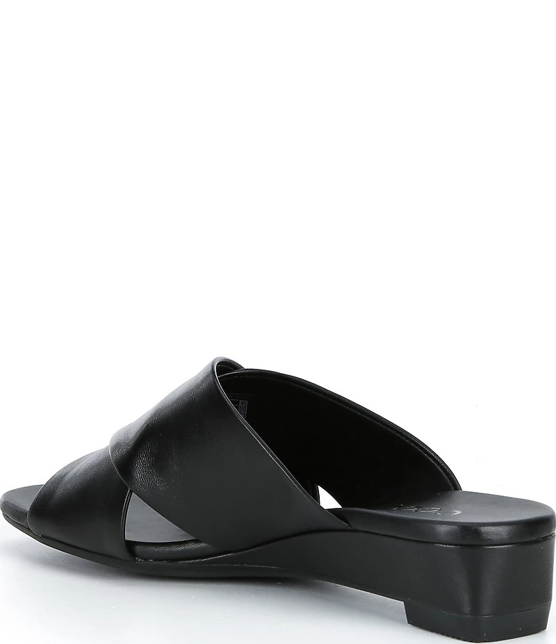 ECCO Astrid Leather Criss-Cross Banded Wedge Slide Sandals