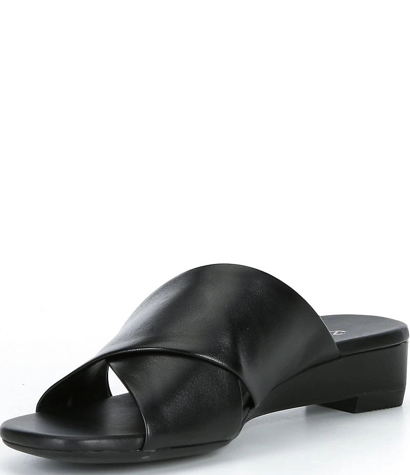 ECCO Astrid Leather Criss-Cross Banded Wedge Slide Sandals