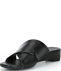 ECCO Astrid Leather Criss-Cross Banded Wedge Slide Sandals