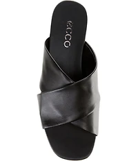 ECCO Astrid Leather Criss-Cross Banded Wedge Slide Sandals