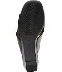ECCO Astrid Leather Criss-Cross Banded Wedge Slide Sandals