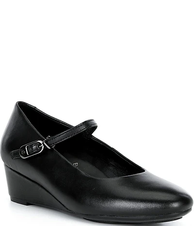 ECCO Elevate Leather Mary Jane Wedge Pumps