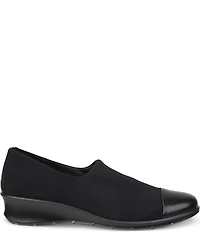 ECCO Felicia Stretch Textile and Leather Wedge Loafer Pumps