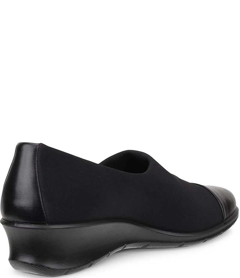 ECCO Felicia Stretch Textile and Leather Wedge Loafer Pumps