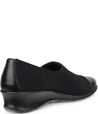 ECCO Felicia Stretch Textile and Leather Wedge Loafer Pumps