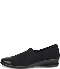 ECCO Felicia Stretch Textile and Leather Wedge Loafer Pumps