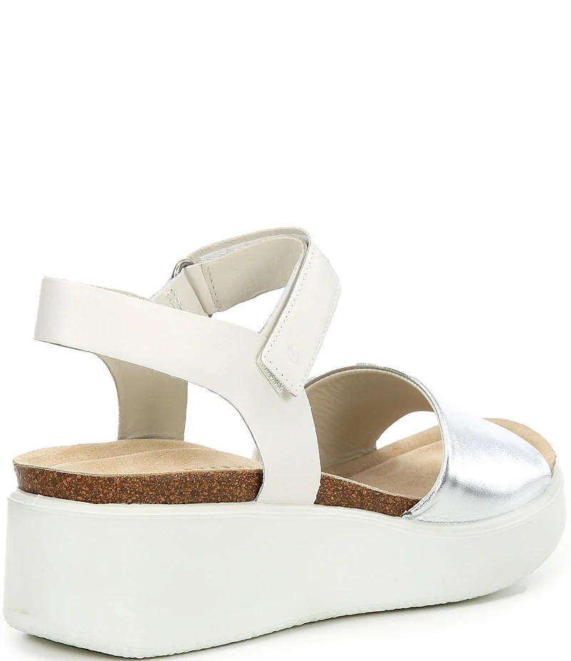 ECCO Flowt 2 Leather Ankle Strap Trooper Platform Sandals