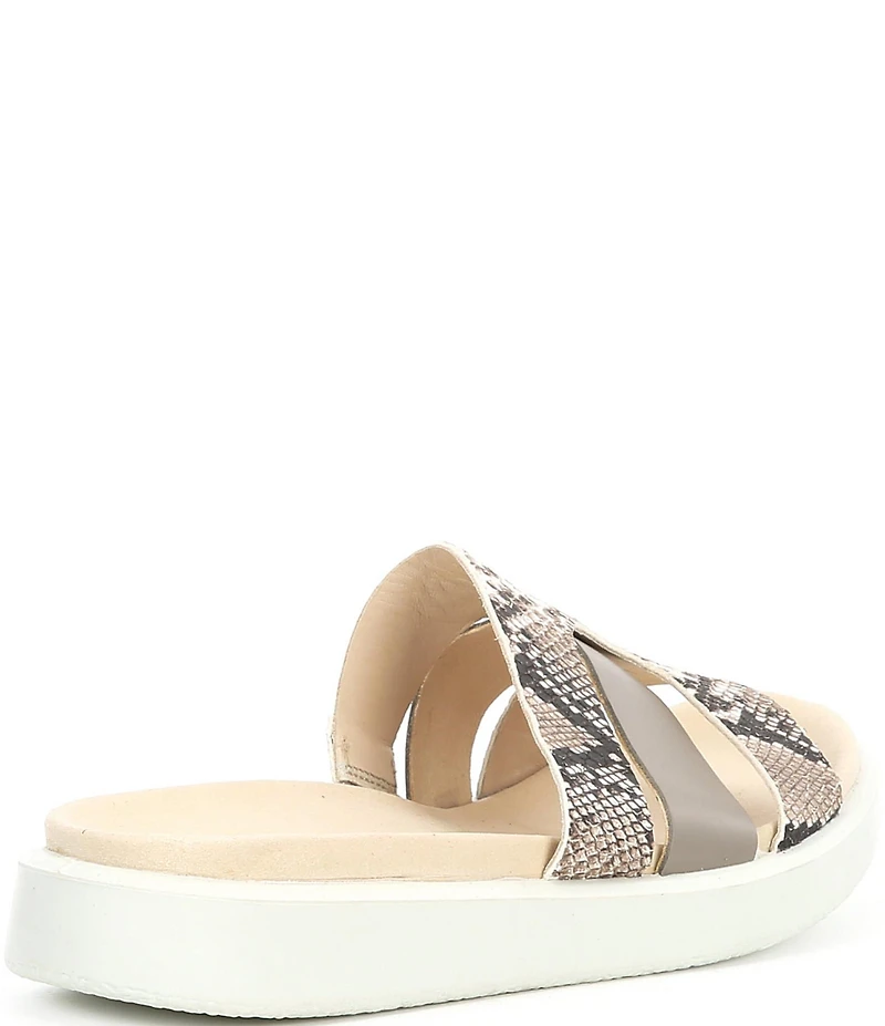 ECCO Flowt Leather Snake Print Slides