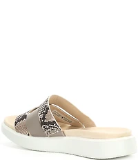 ECCO Flowt Leather Snake Print Slides