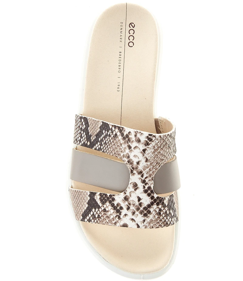 ECCO Flowt Leather Snake Print Slides