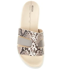 ECCO Flowt Leather Snake Print Slides