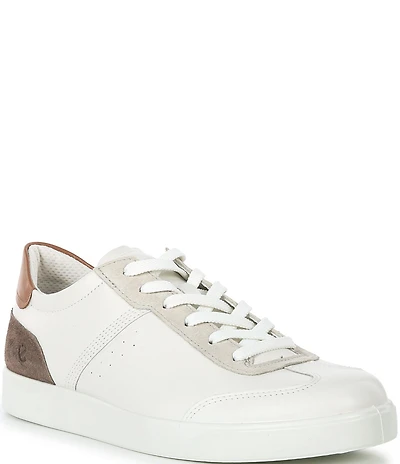 ECCO Men's Street Lite Leather Perforated Detail Vintage Sneakers