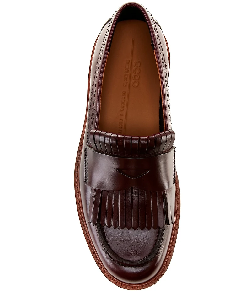 ECCO Metropole Oslo Leather Kiltie Brogue Detail Penny Loafers