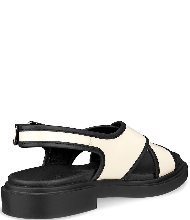 ECCO Metropole Seoul Leather Cross Strap Slingback Sandals
