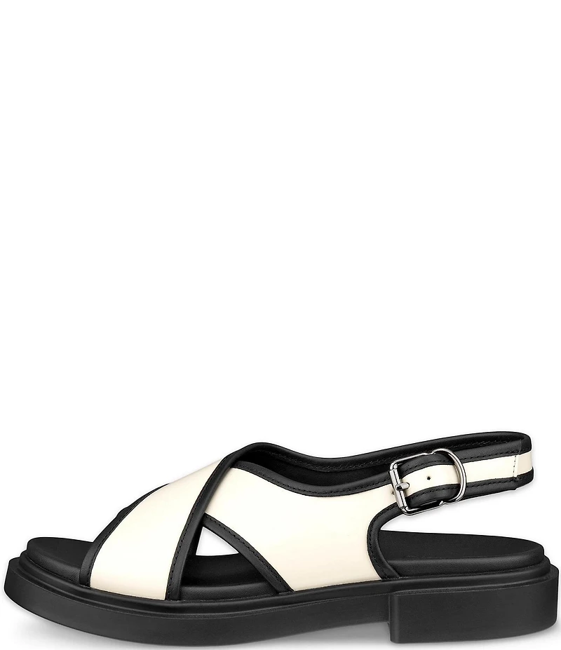 ECCO Metropole Seoul Leather Cross Strap Slingback Sandals