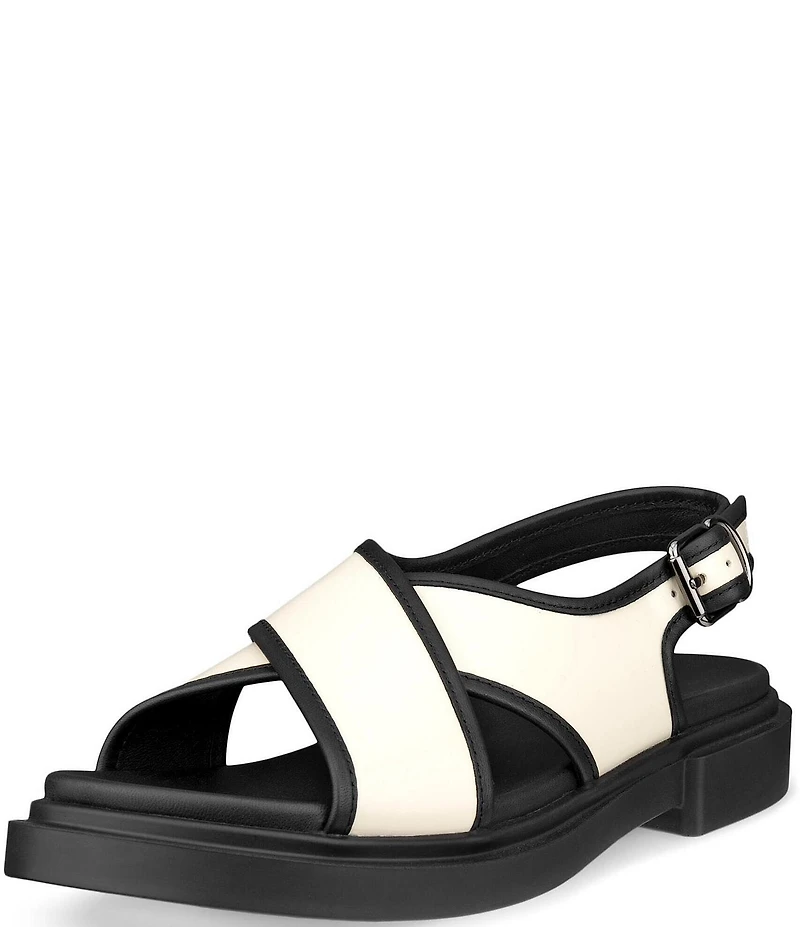 ECCO Metropole Seoul Leather Cross Strap Slingback Sandals