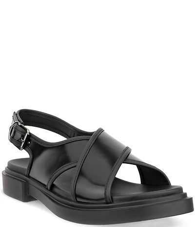 ECCO Metropole Seoul Leather Cross Strap Slingback Sandals