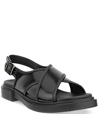 ECCO Metropole Seoul Leather Cross Strap Slingback Sandals