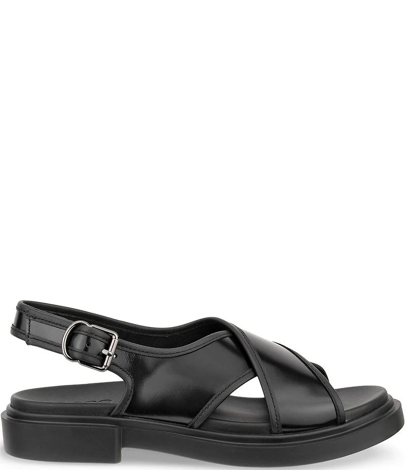 ECCO Metropole Seoul Leather Cross Strap Slingback Sandals
