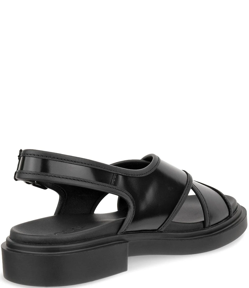 ECCO Metropole Seoul Leather Cross Strap Slingback Sandals