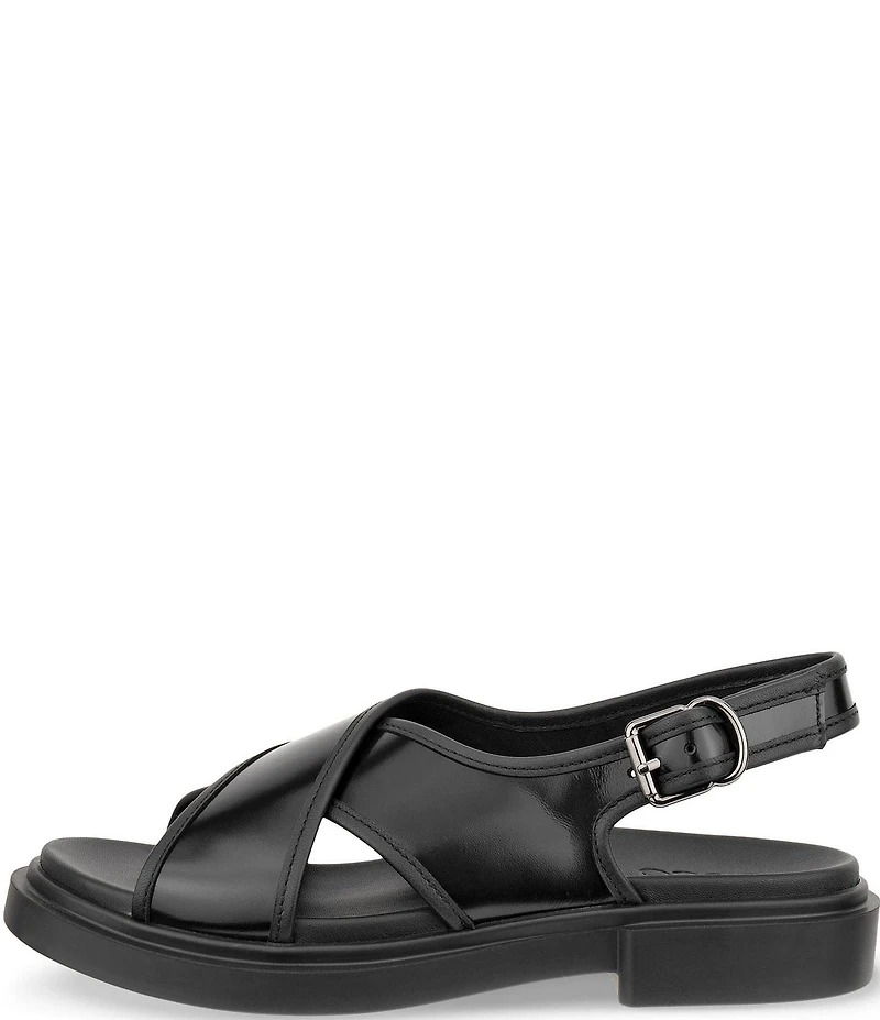 ECCO Metropole Seoul Leather Cross Strap Slingback Sandals