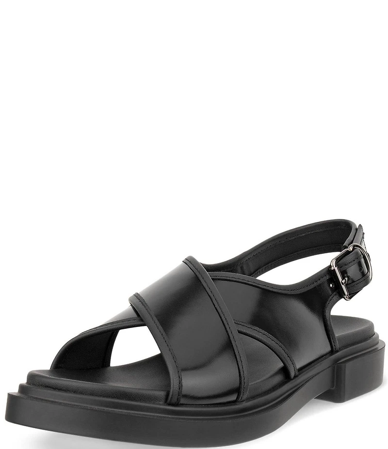 ECCO Metropole Seoul Leather Cross Strap Slingback Sandals