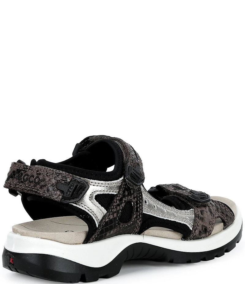 ECCO Offroad Yucatan Snake Print Leather Adjustable Strap Sandals
