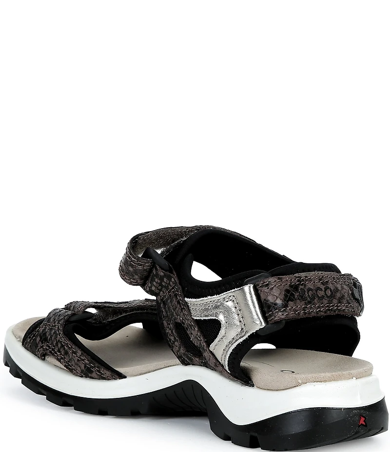 ECCO Offroad Yucatan Snake Print Leather Adjustable Strap Sandals