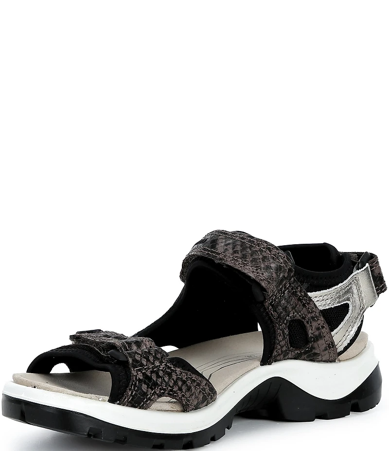ECCO Offroad Yucatan Snake Print Leather Adjustable Strap Sandals