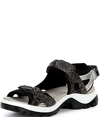 ECCO Offroad Yucatan Snake Print Leather Adjustable Strap Sandals