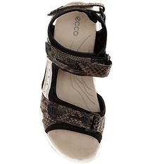 ECCO Offroad Yucatan Snake Print Leather Adjustable Strap Sandals