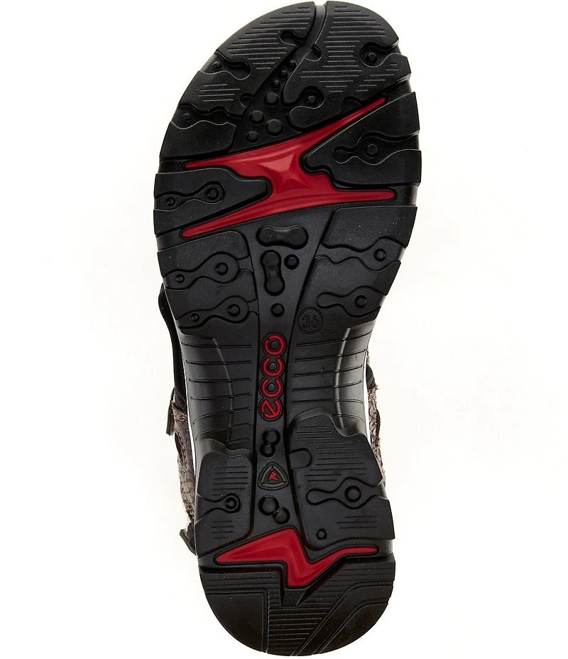 ECCO Offroad Yucatan Snake Print Leather Adjustable Strap Sandals