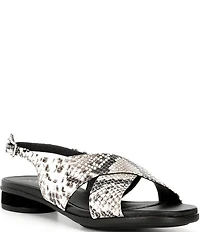 ECCO Sculpted Alba 25 Leather Snake Print Crossband Sandals