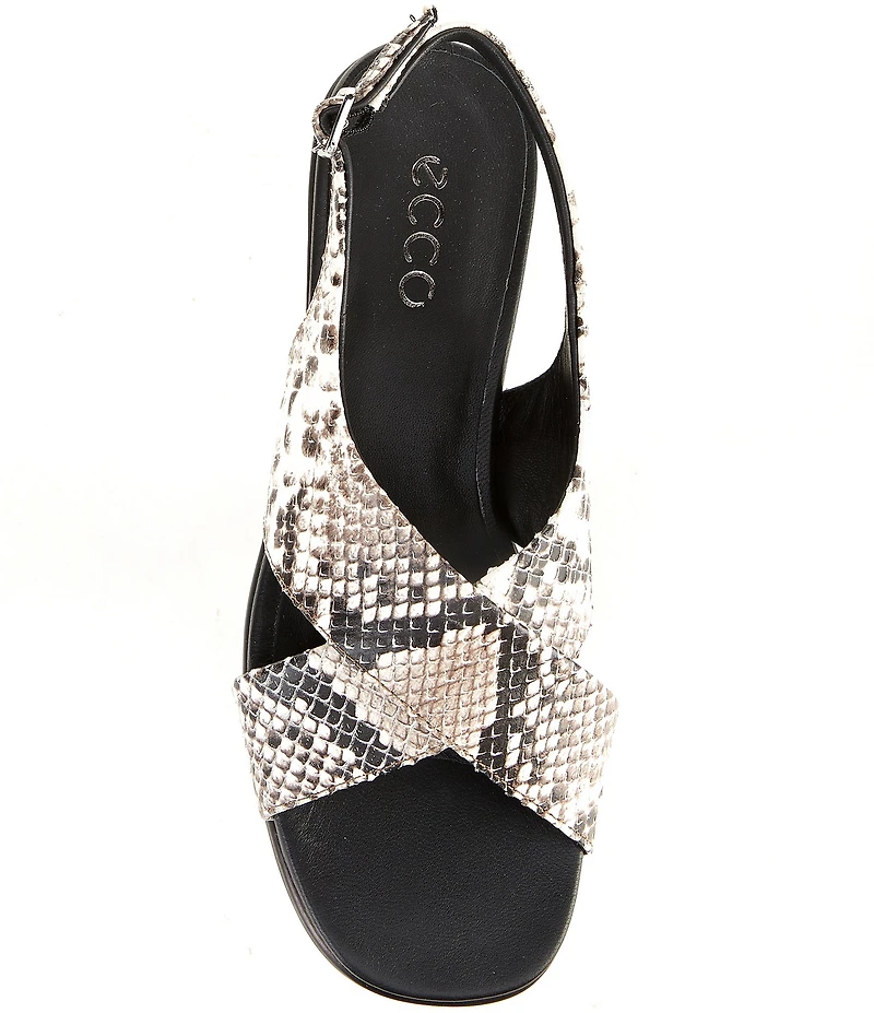 ECCO Sculpted Alba 25 Leather Snake Print Crossband Sandals