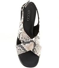 ECCO Sculpted Alba 25 Leather Snake Print Crossband Sandals