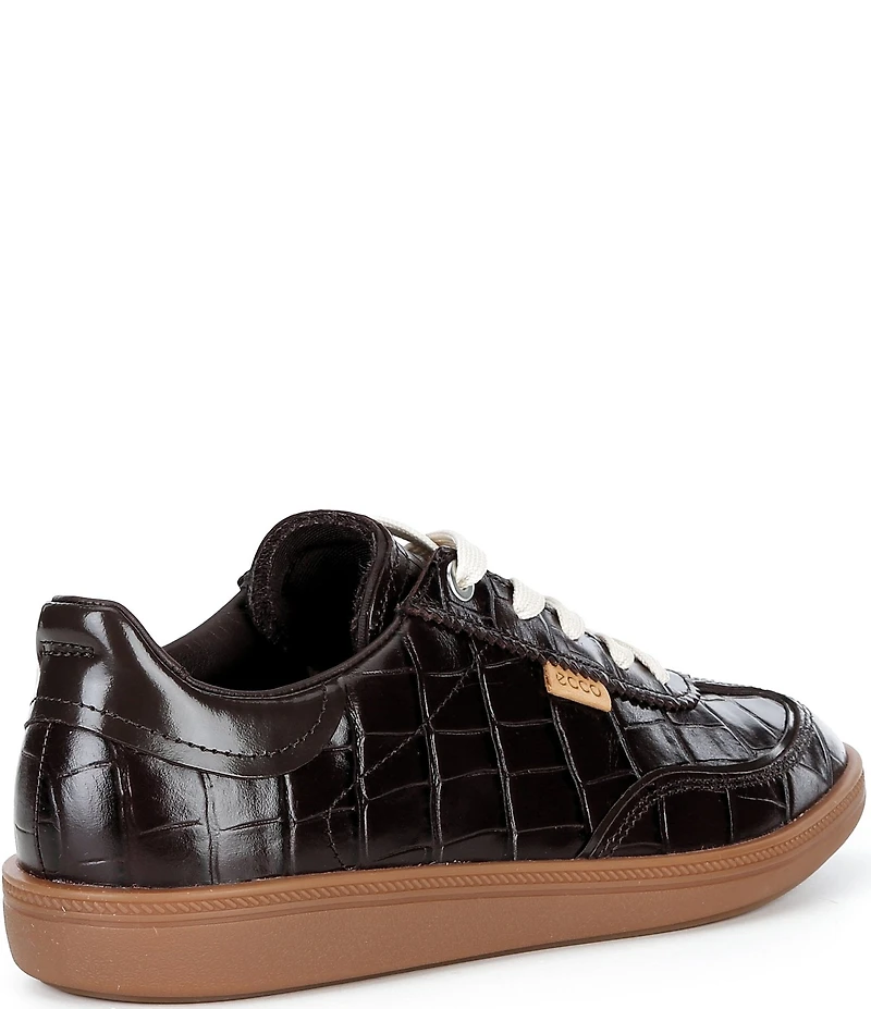 ECCO Soft 11 Croco Embossed Leather Lace Up Sneakers