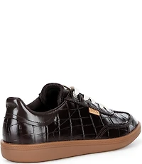 ECCO Soft 11 Croco Embossed Leather Lace Up Sneakers