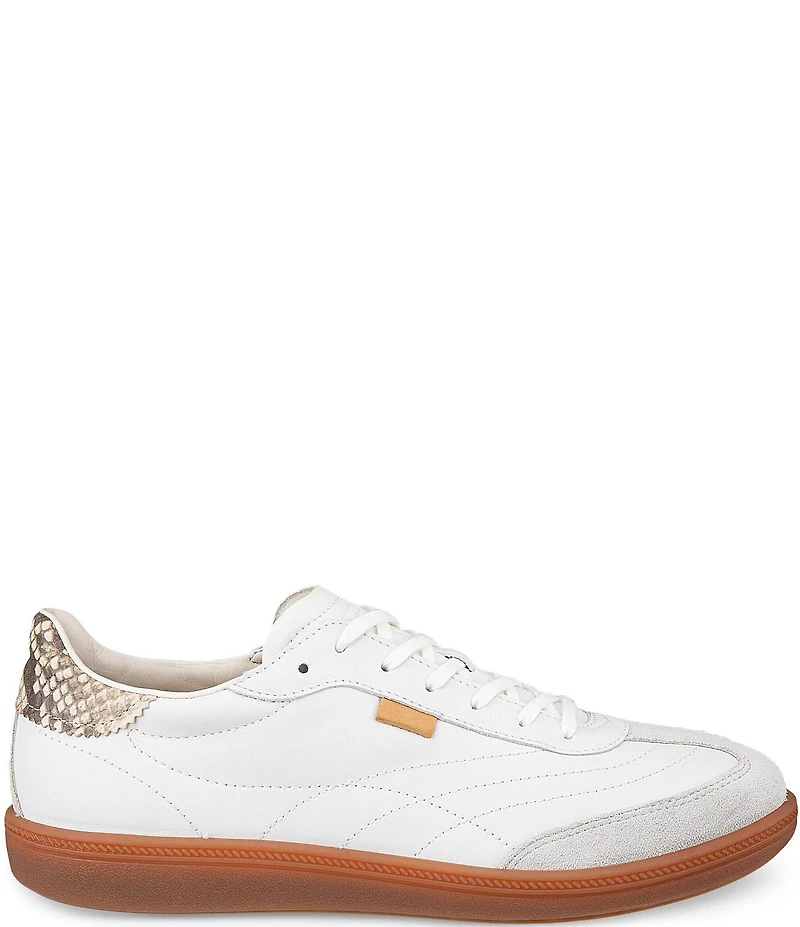 ECCO Soft 11 Leather Snake Print Lace Up Sneakers