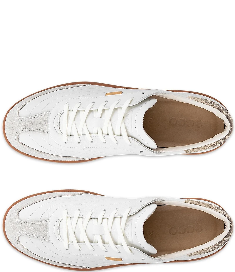 ECCO Soft 11 Leather Snake Print Lace Up Sneakers