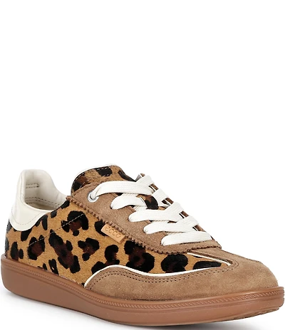 Ecco Soft 11 Leopard Print Calf Hair Lace Up Sneakers