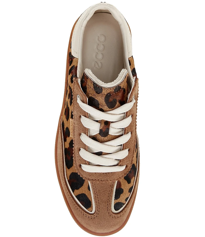 Ecco Soft 11 Leopard Print Calf Hair Lace Up Sneakers