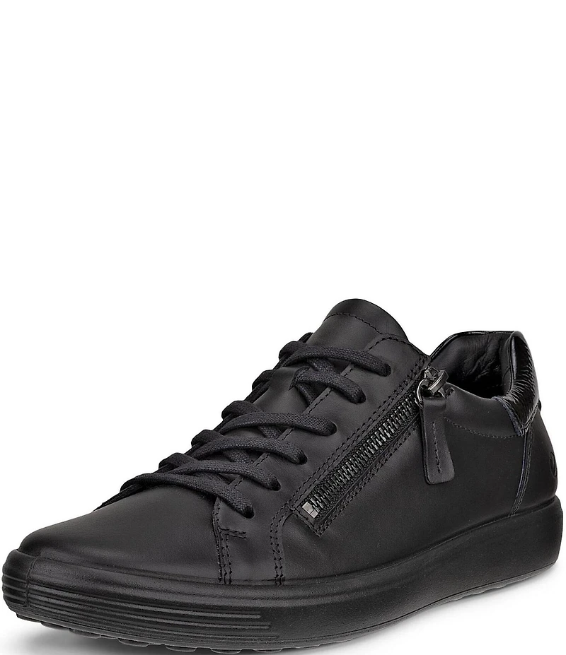 ECCO Soft 7 Leather Side Zip Sneakers