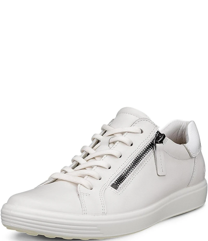 ECCO Soft 7 Leather Side Zip Sneakers