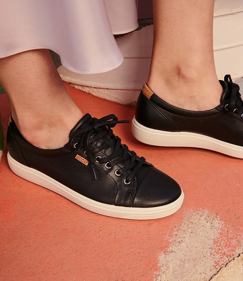 ECCO Women's Soft VII Leather Lace Up Sneakers